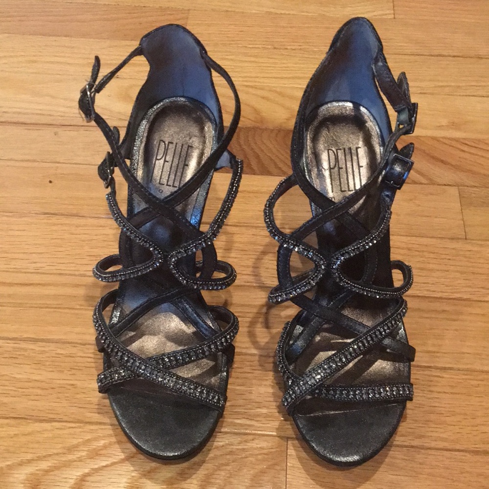 Black silver high heels